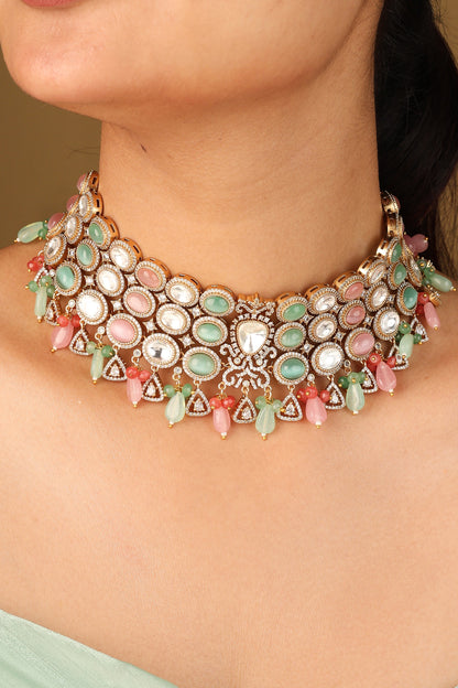 Pastel Colour Choker Necklace with American Stones