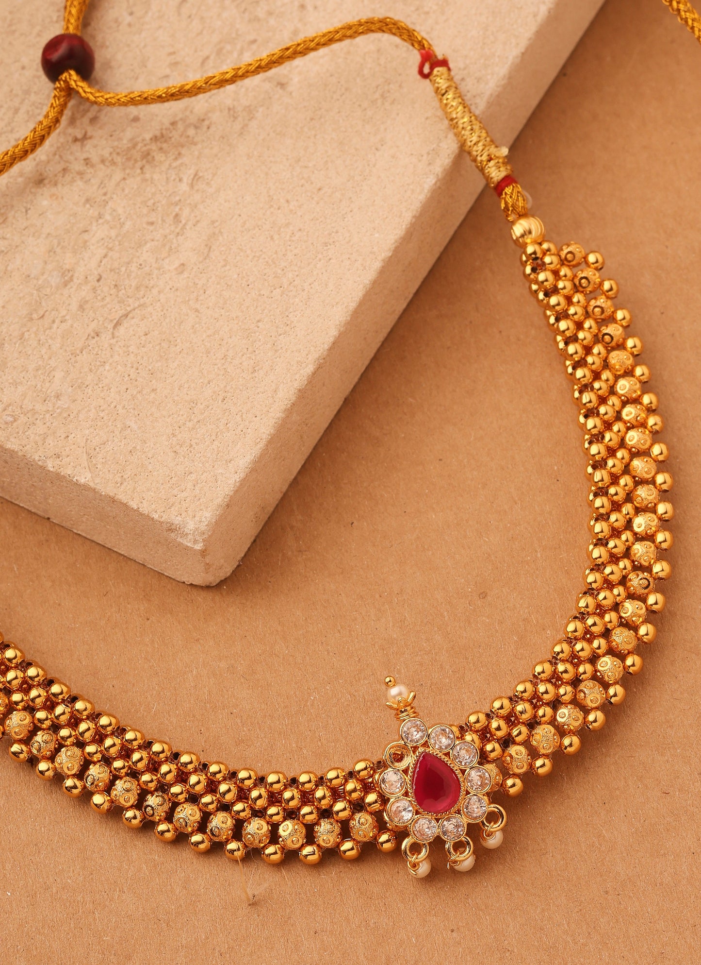 Floral Harmony Gold Plated Necklace with Jhumkis