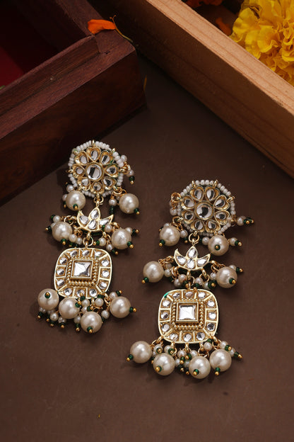 Kundan Earrings with Pearl Danglers