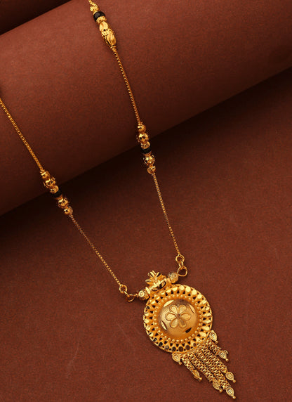 Gold-Plated Traditional Tali Mangalsutra with Floral Pendant