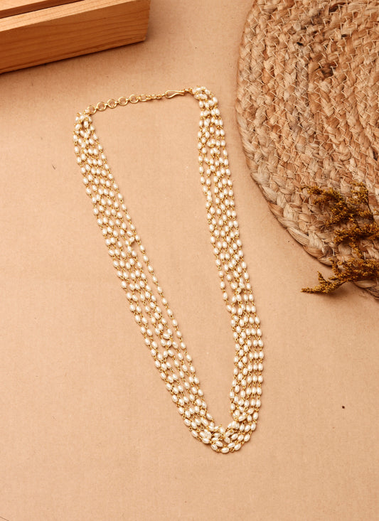 Layered Pearl Beaded Necklace