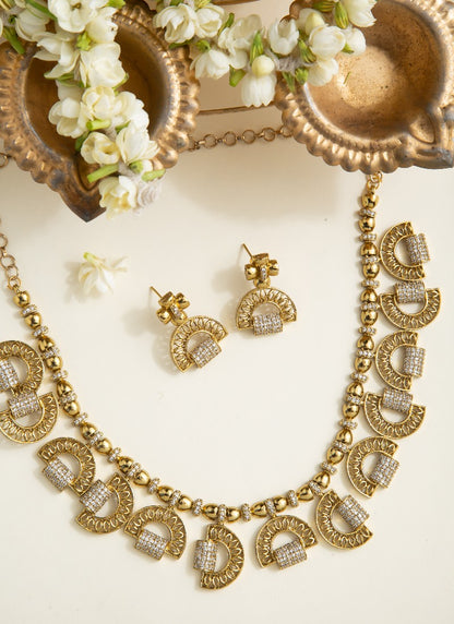 Gold and American Diamond Necklace Set