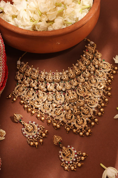 Bridal Choker with Laxmi Motif Temple Jewellery