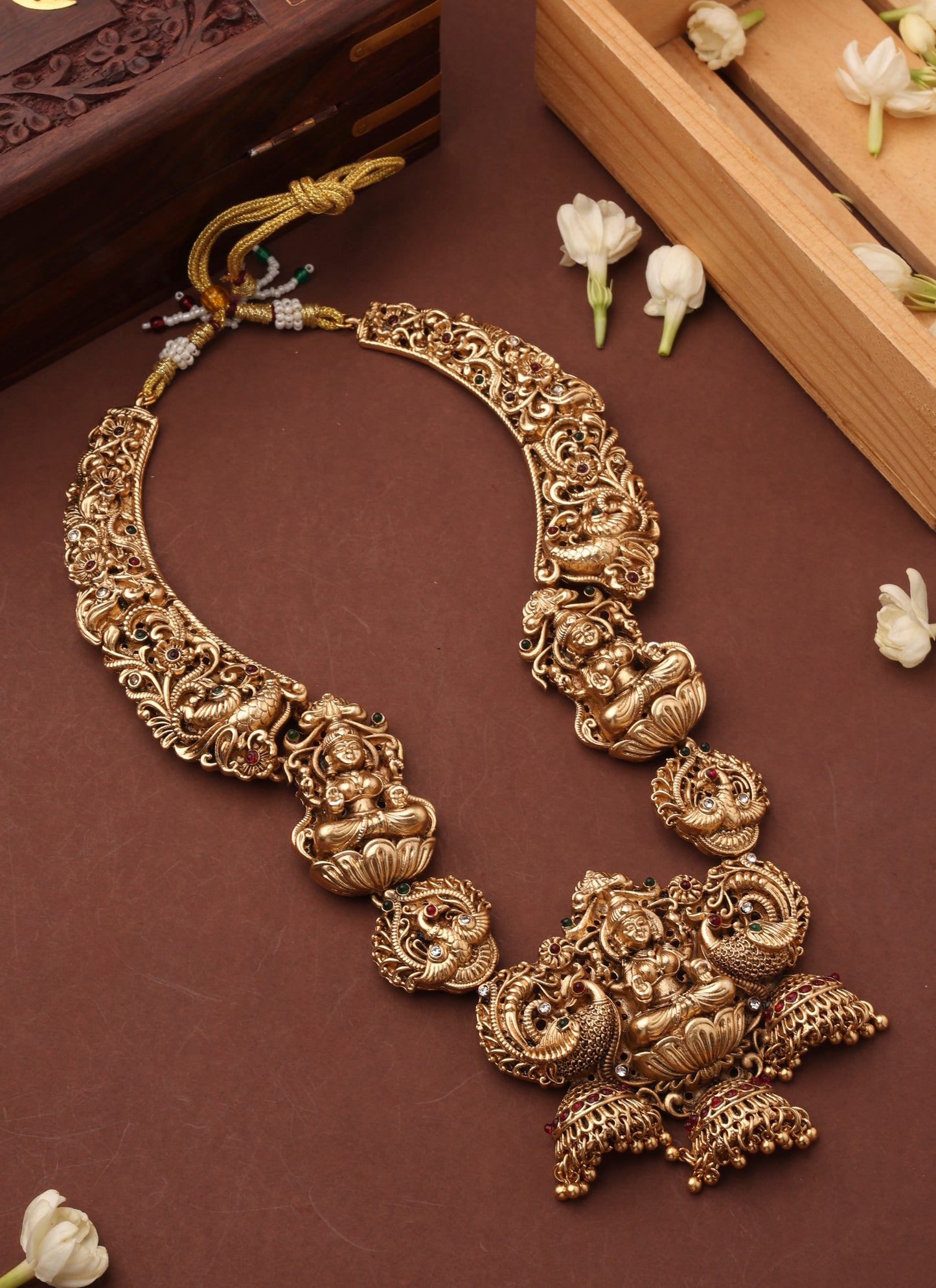 Statement Temple Necklace Set with Laxmi Motif Pendant