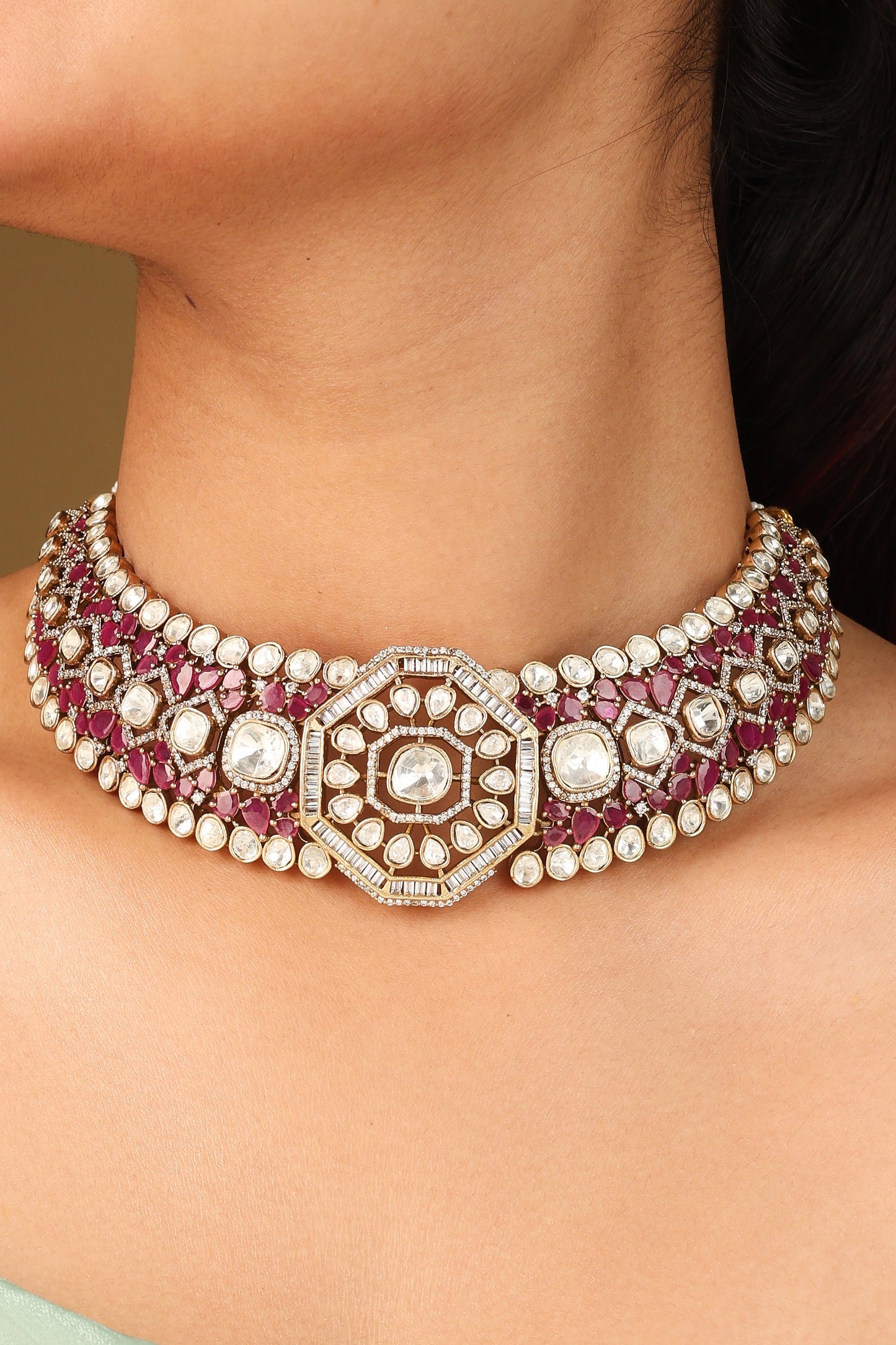 Statement Choker with American Diamond Stones