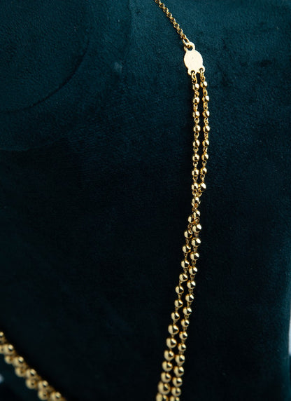 Gold Plated Two Layer Necklace with Ball Design