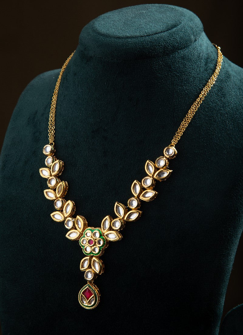 Kundan Necklace Set with Meenakari Detailing