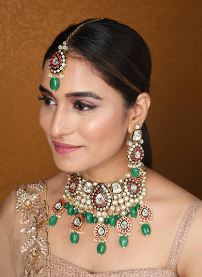 Bridal Jewellery Kundan Choker with Jaipur Jadau