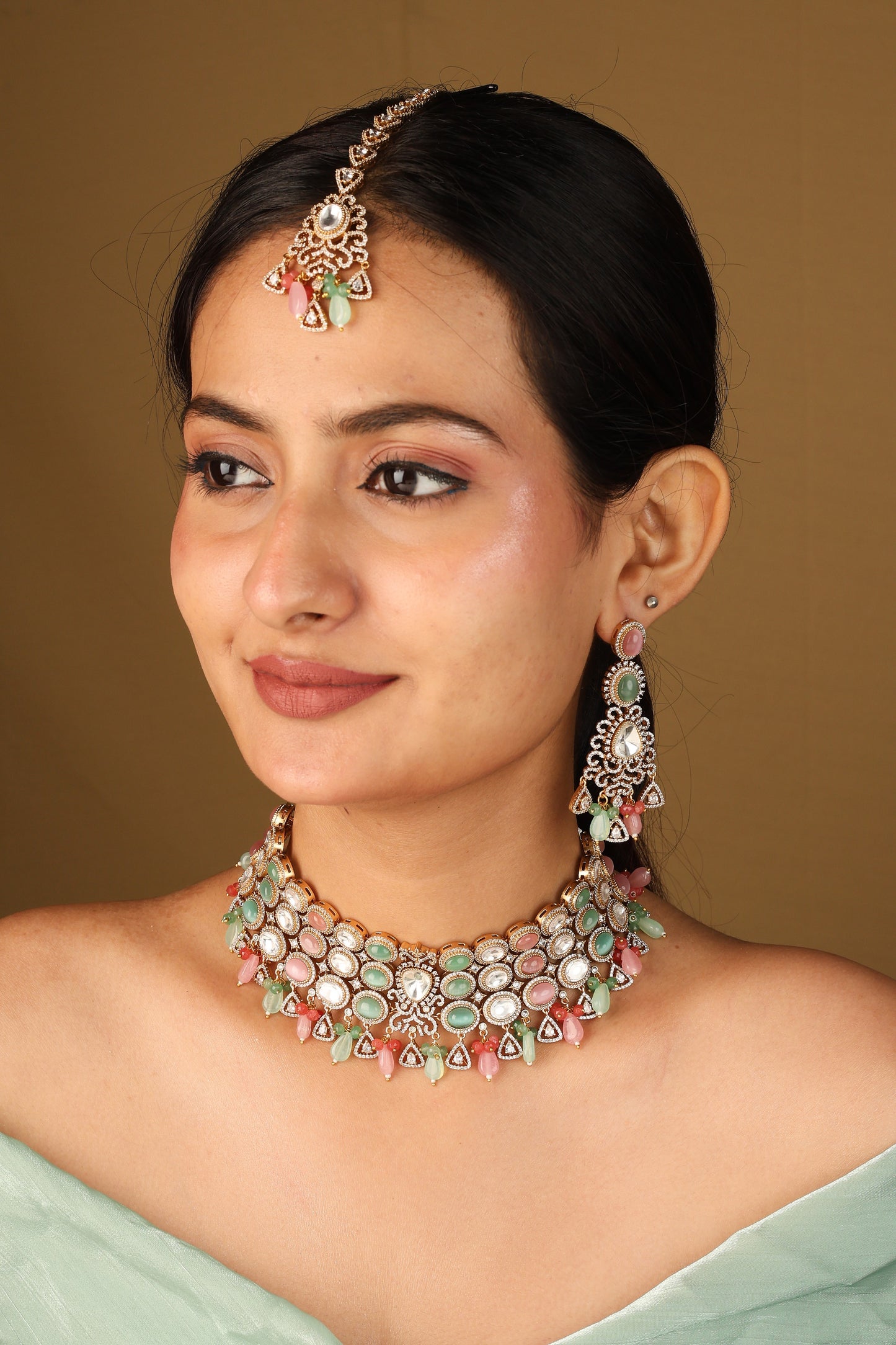 Pastel Colour Choker Necklace with American Stones