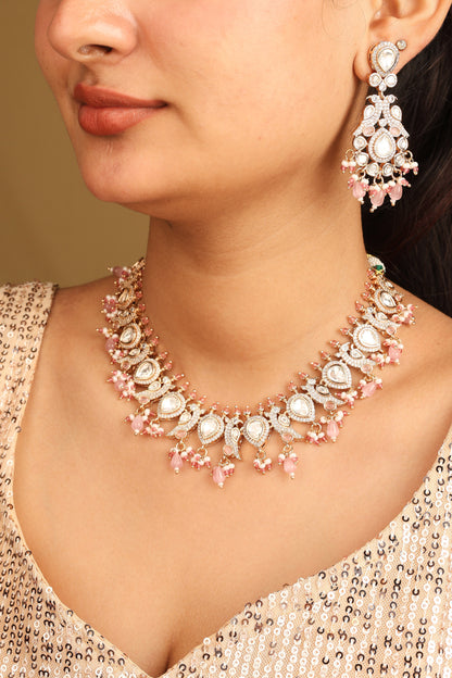 Kundan Necklace Set with Pink Accents