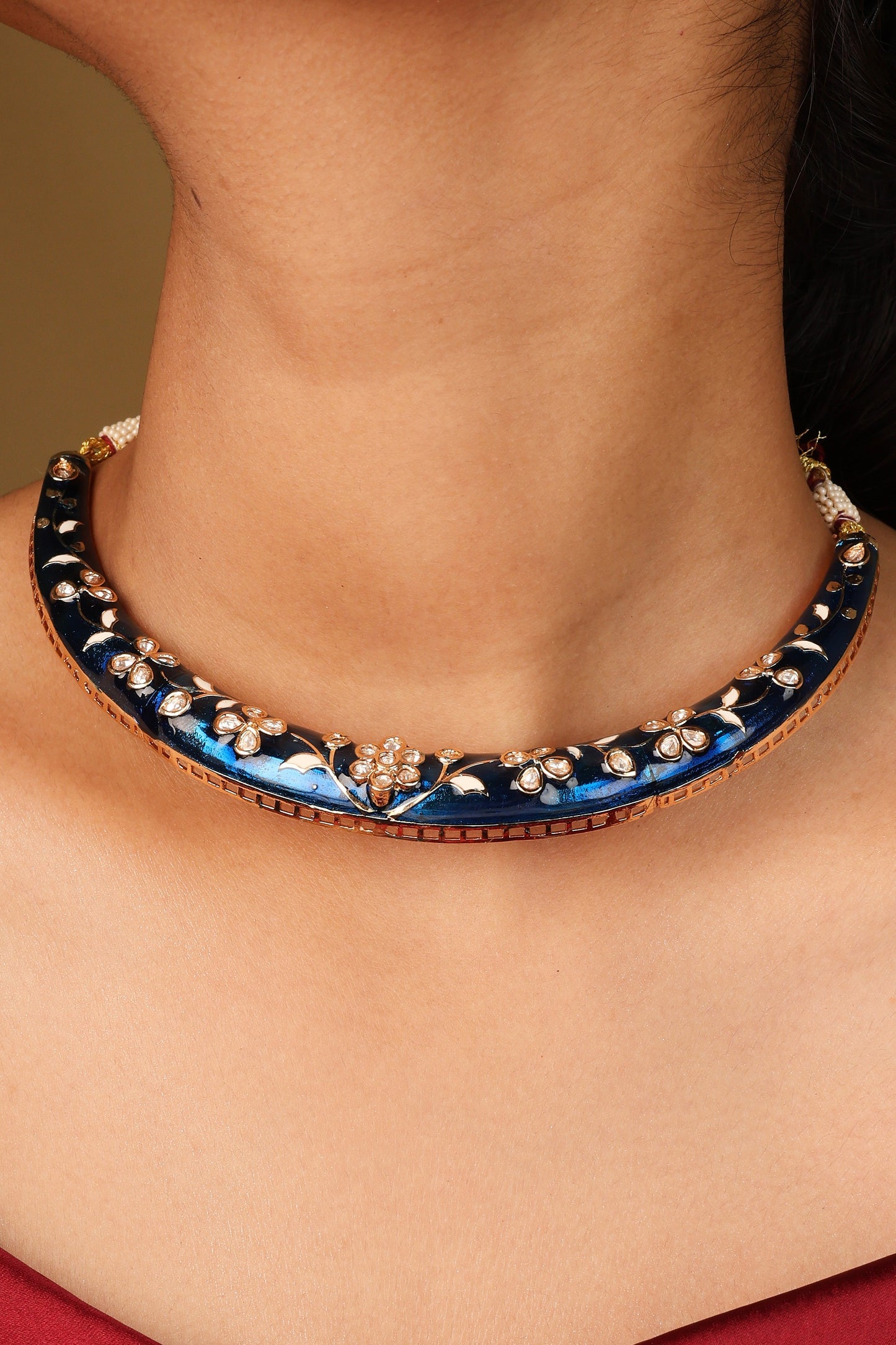 Blue Meenakari Hasli Choker Necklace