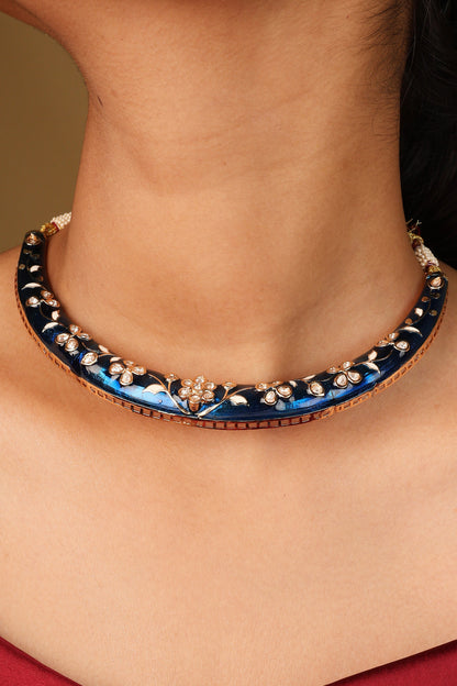 Blue Meenakari Hasli Choker Necklace