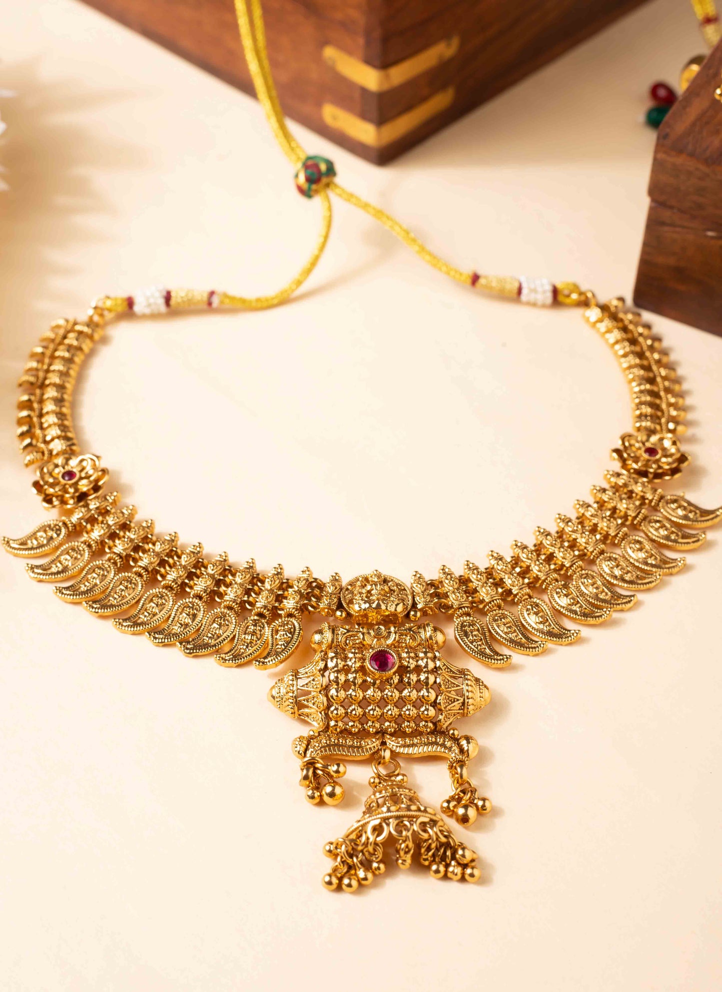 Gold Plated Temple Necklace Set