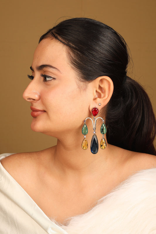 Earrings with Multicolour Stones