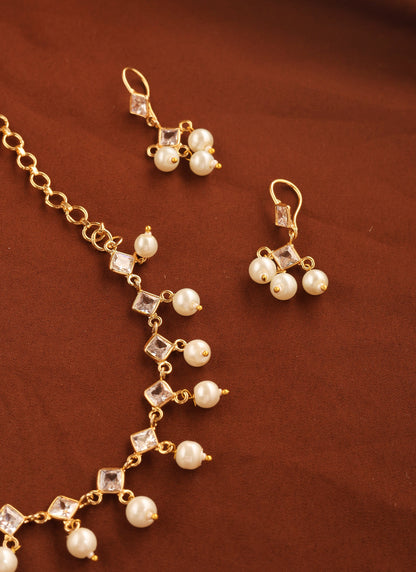 American Diamond and Pearls Necklace