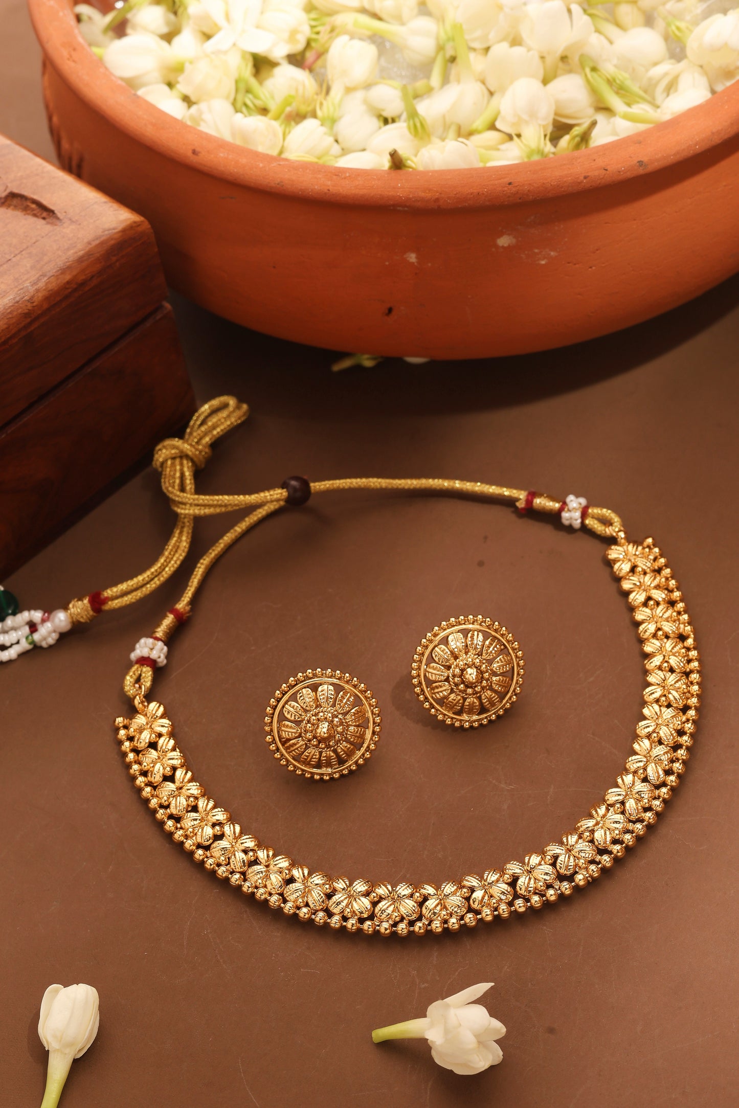 Gold Plated Temple Design Necklace Set